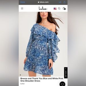 Blue over the shoulder dress